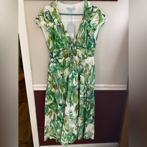 ANTONIO MELANI Green Pleated Sundress with Flutter Sleeves